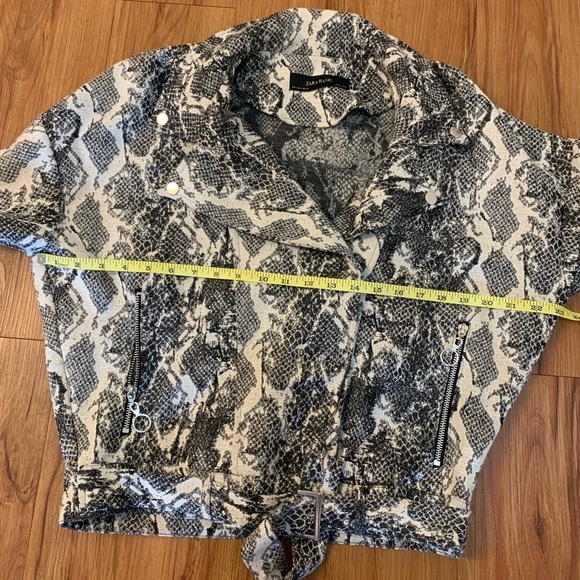 Zara Basic Jacquard Snakeskin Biker Moto Jacket - Picture 10 of 12